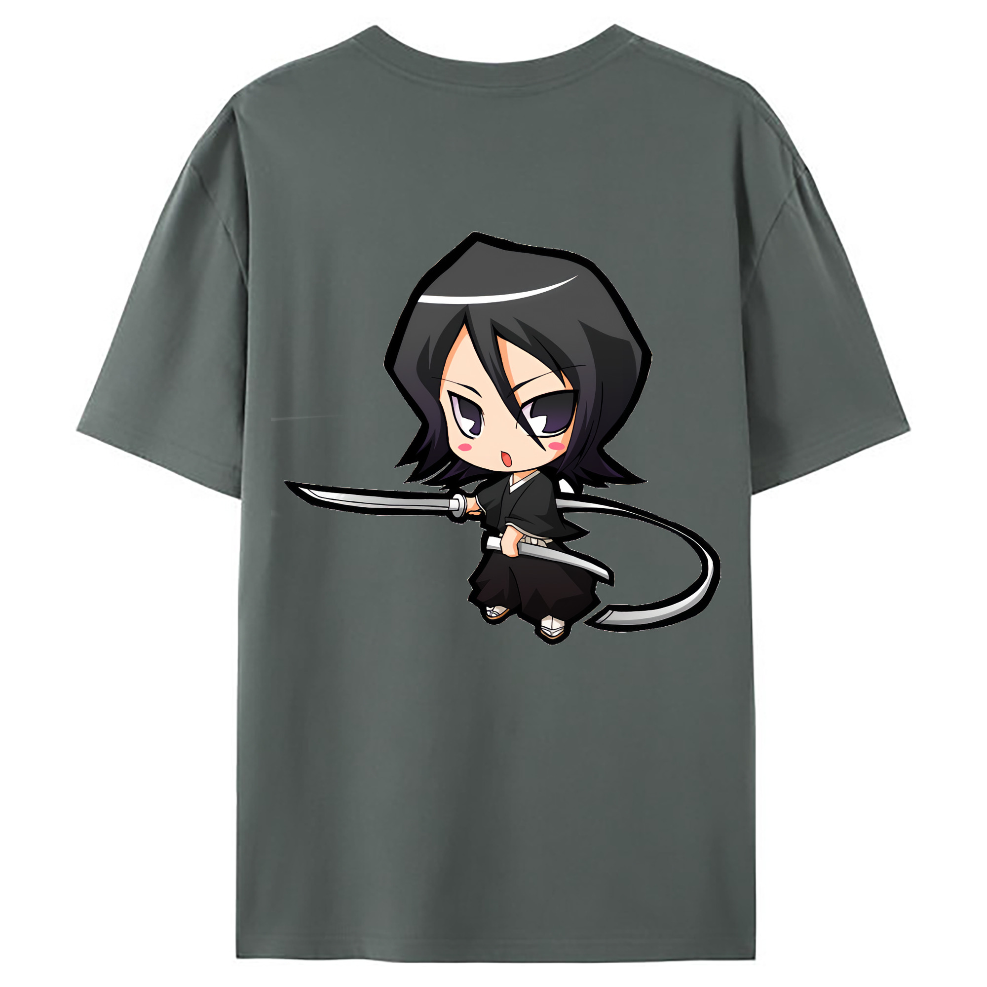 （画像用） ブリーチ 朽木ルキア BLEACH Kuchiki Rukia 綿100％ メンズ半袖Tシャツ（バックプリント） 通気性